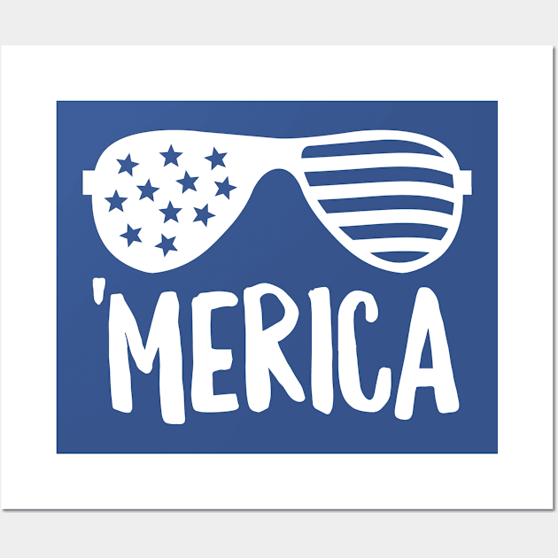 Merica Shades (White) Wall Art by DetourShirts